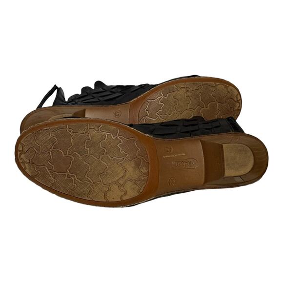 Rieker Black Woven Leather Slingback Sandals EU 42 US 11 Women's Heeled - Picture 7 of 7